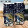 Maxcorners Fishing Tumbler Navy Camouflage Angler Design Personalized Name Tumbler (13 Species)
