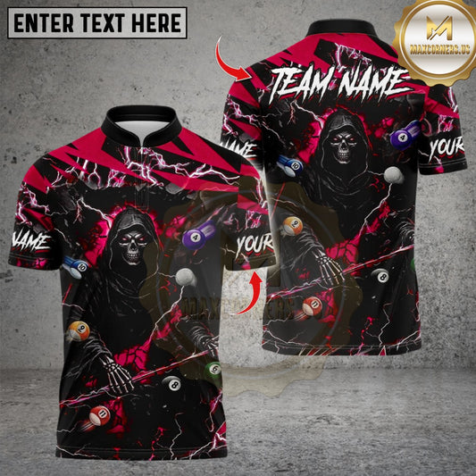 Maxcorners Thunder Reaper Billiards Ball Design Multicolor Customized Name, Team Name 3D Shirts