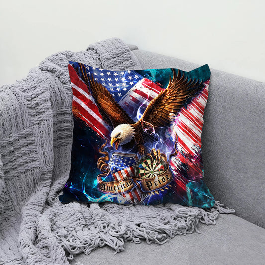 Maxcorners Darts American Eagle Pride Flag Customized Name 3D Pillow