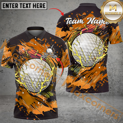 Maxcorners Golf Thunder Graffiti Multicolor Option Customized Name, Team Name 3D Polo Shirt