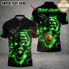 Maxcorners Billiards 8 Ball 9 Ball Flame American Flag Skull Customized Name, Team Name 3D Shirt (4 Colors)