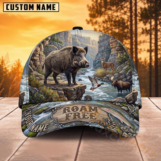 Maxcorners Bison Hunting Wilderness Roam Free Personalized Name 3D Cap