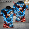 Maxcorners Bowling And Pins Fire Eagle US Flag  Multicolor Customized Name, Team Name 3D Shirt