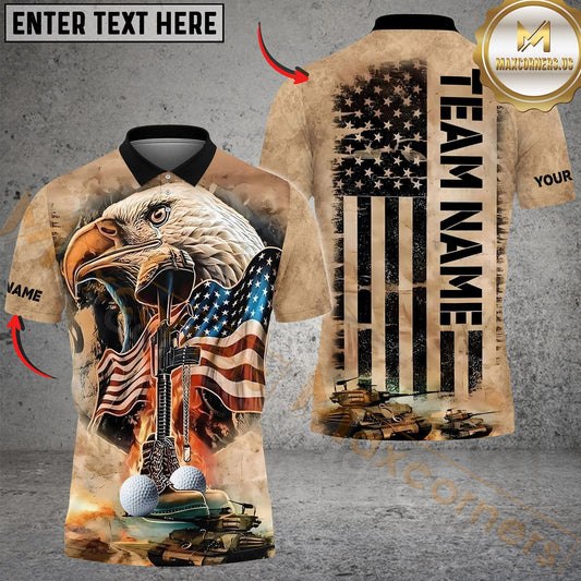 Maxcorners Golf Flag Veteran Customized Name, Team Name 3D Shirt
