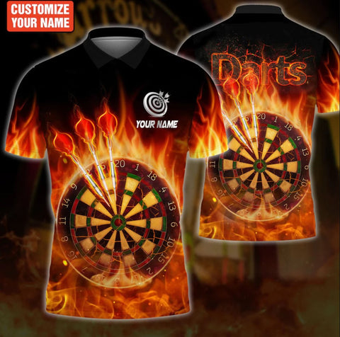 Maxcorners Dart Personalized Name Dart On Fire 3D Shirt