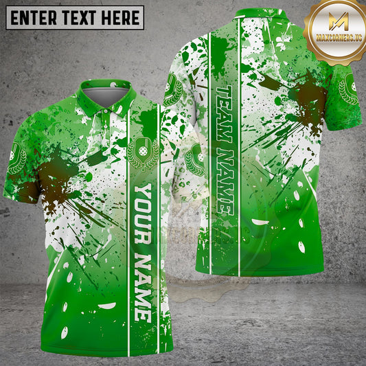 Maxcorners Pickleball Polo Paint Splatter Team Style Multiple Options Personalized Name, Team Name 3D Shirt