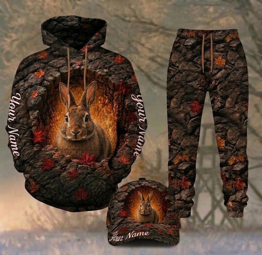 Maxcorners Hunting Rabbit Autumn Stone Cave Personalized 3D Shirts