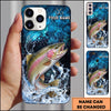 Maxcorners Blue Marble Hexagon Water Splash Personalized Name Phone Case (13 Fish Species)