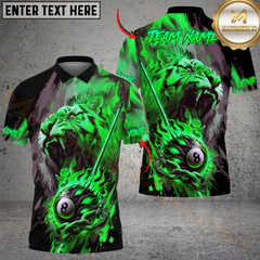 Maxcorners Billiard 8-Ball Tiger Fire Chain Multicolor Customized Name, Team Name 3D Shirt