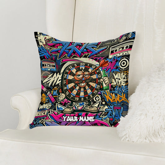 Maxcorners Darts Graffiti Cartoon Dartboard Character Customized Name 3D Pillow