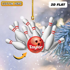 Maxcorners Personalized Bowling Strike Christmas Ornament Custom Name Bowling Team Gift Bowling Ornament Christmas Tree Decor Bowler Gift Bowling & Pin
 LM1111