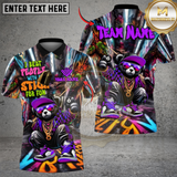 Maxcorners Billiards 8 Ball Bear Graffiti I Beat People With Stick Personalized Name, Team Name Unisex Shirt (4 Colors)