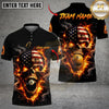 Maxcorners Billiards 8 Ball 9 Ball Flame American Flag Skull Customized Name, Team Name 3D Shirt (4 Colors)