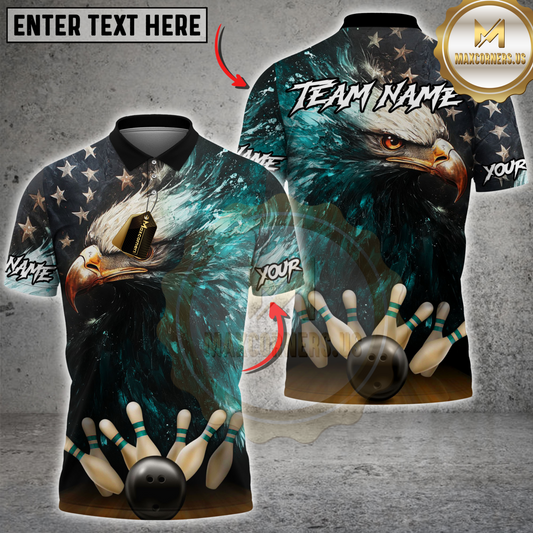 Maxcorners American Eagle Power Strike Bowling Jersey Multicolor Customized Name, Team Name 3D Shirts