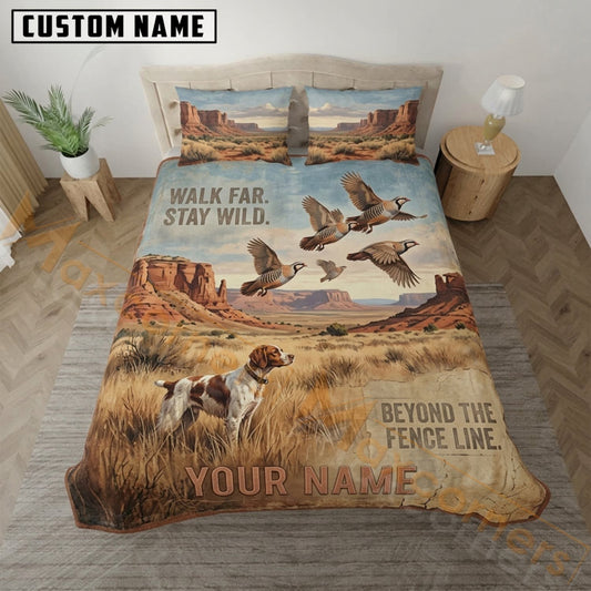 Maxcorners Pheasant Hunting Golden Prairie Beyond The Fence Line Bedding Set 3D Print Custom Name