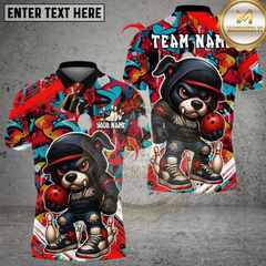 Maxcorners Bowling Streetwear Bear Multicolor Customized Name, Team Name 3D Shirts