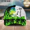 Maxcorners Fishing Water Green Flame Multi Options Personalized Name 3D Cap (12 Fish Species)