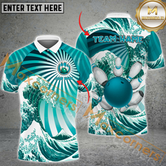 Maxcorners Ball And Pins Great Wave Pattern Bowling Jersey Multicolor Options Personalized Name, Team Name 3D Shirt