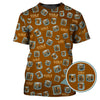 Maxcorners Funny Golf And Bourbon Polos, Brown Golf Shirt with Whiskey Ice Cube For Men, Pattern Crazy Golf Shirts For Golfers