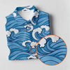 Maxcorners Japanese Wave Golf Shirt, Ocean Wave Pattern Women's Golf Polo, Polo Shirts For Women LM1507