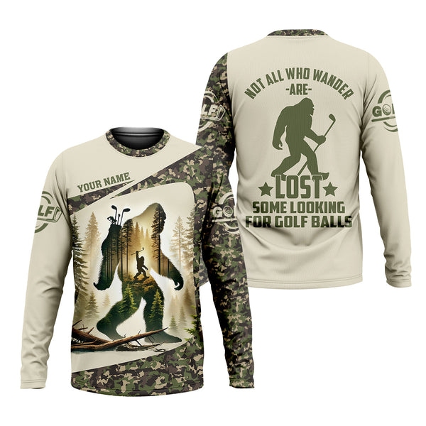 Maxcorners Not All Who Wander Are Lost Bigfoot Custom Men's Golf Polo Shirt, Golfing Apparel, Golf Gifts For Men