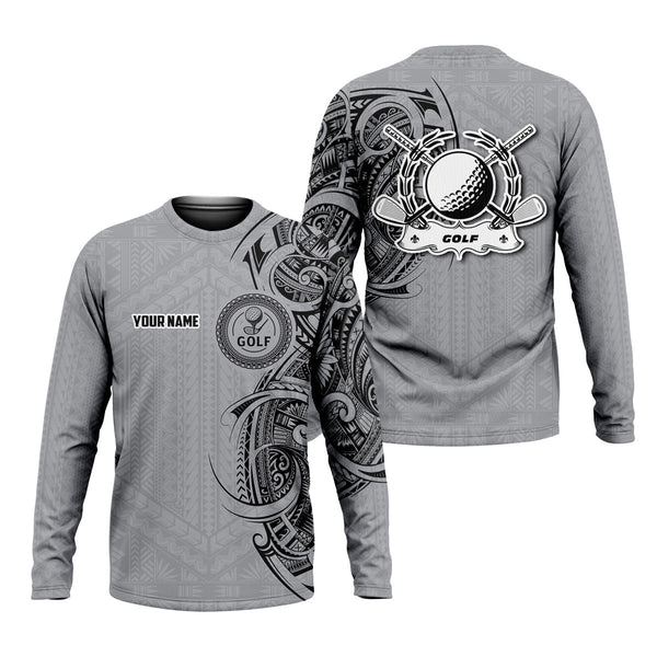 Maxcorners Strike Grey Tribal Tattoo Custom Men's Golf Polo Shirt, Funny Golf Shirt, Dad Golf Gift