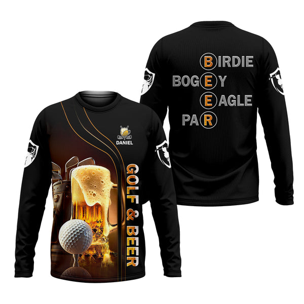Maxcorners Golf And Beer Custom Men's Golf Polo Shirt, Funny Golf Shirt, Gift For Golfers
