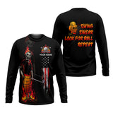 Maxcorners Custom Flaming Skeleton Men's Golf Polo Shirt, Mens Golf Gift, Funny Golf Shirt