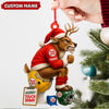 Maxcorners Personalized Football Christmas Ornament, Custom Reindeer Santa Touchdown Decoration, Funny Custom Name Team Logo Gift MT2411