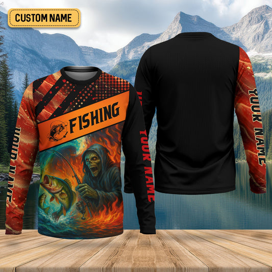 Maxcorners Reaper Fishing Mens SFP Shirt, Fisherman Halloween Costume, Fisherman Gift, Fishing Shirts For Men