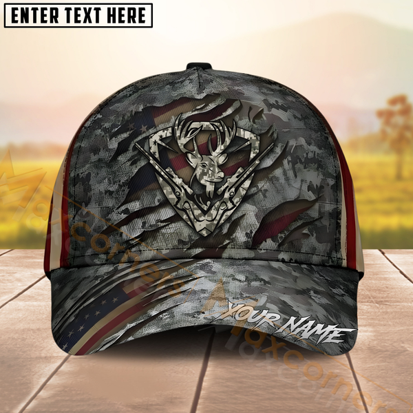 Maxcorners Deer Hunting Hat – Torn Metal Steel Plate Buck 3D Design – Custom Personalized Name Cap