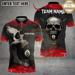 Maxcorners Billiards Ball 8 Skull Thunder Personalized Name Shirt (4 Colors)