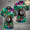 Maxcorners Billiard Ball 8 Pool Graffiti Pattern Multicolor Options Personalized Name, Team Name 3D Polo Shirt