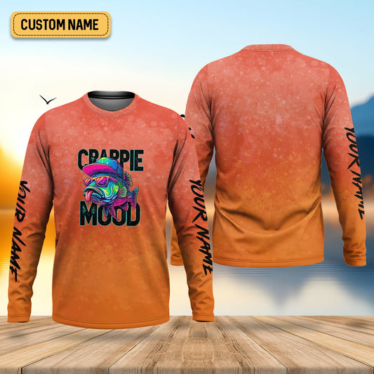 Maxcorners Crappie Mood Orange Neon Fishing UPF Shirts, Funny Fishing Shirt, Gift For Fisherman