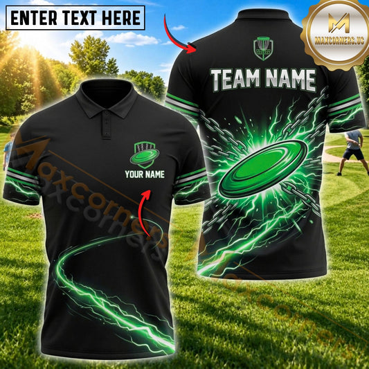 Maxcorners Disc Golf Flying Disc & Energetic Swirl Graphic Multicolor Customized Name, Team Name 3D Shirts
