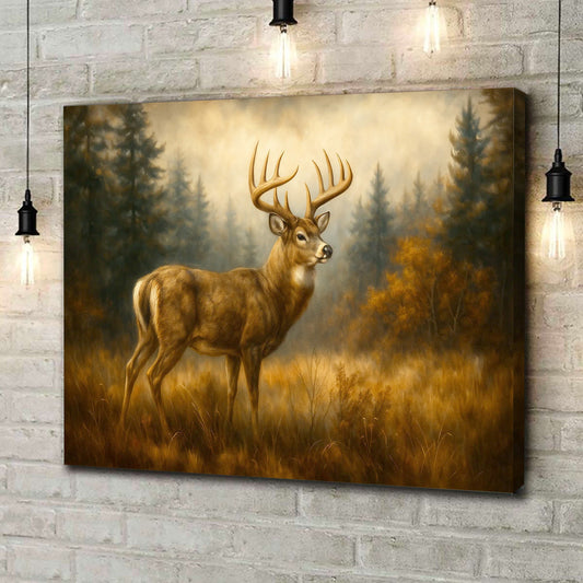 Maxcorners Rustic Deer Canvas Wall Art – Majestic Wildlife Forest Scene – Perfect Cabin and Lodge Decor