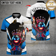 Maxcorners Bowling Crown Flame Ball Black Gold Multicolor Customized Name, Team Name 3D Shirts