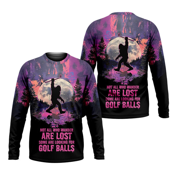 Maxcorners Not All Who Wander Are Lost Bigfoot Custom Men's Golf Polo Shirt, Funny Golf Shirt, Gift For Golfers