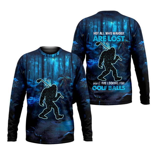 Maxcorners Not All Who Wander Are Lost Bigfoot Men's Golf Polo Shirt, Funny Golf Shirt, Dad Golf Gift