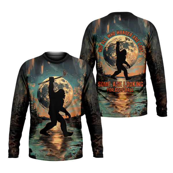 Maxcorners Not All Who Wander Are Lost Funny Bigfoot Men's Golf Polo Shirt, Golfers Gift, Funny Golf Shirt