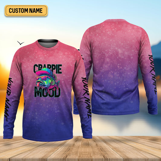 Maxcorners Crappie Mood Pink Purple Neon Fishing UPF Shirts, Funny Fishing Shirt, Gift For Fisherman