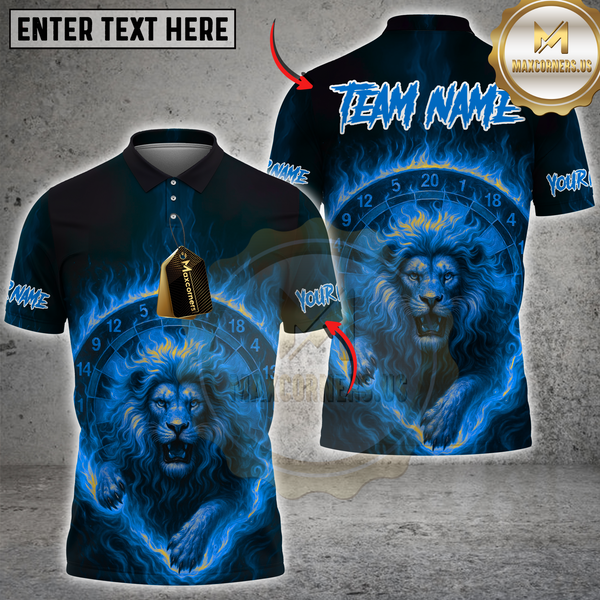 Maxcorners Darts Fire Lion Multicolor Customized Name, Team Name 3D Shirts