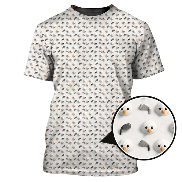 Maxcorners Christmas Golf Shirt, Golf Ball Snowman Shirt, Funny Pattern Golf Shirt For Men