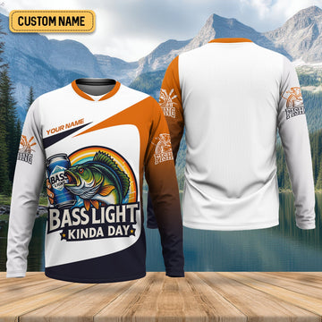Maxcorners Basslight Kinda Day Fish And Beer Funny Fishing Shirt, SPF Shirt For Men, Gift For Fisherman, Bass Fishing