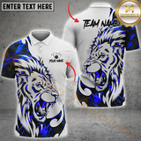 Maxcorners Bowling Lion Graphic Multicolor Option Customized Name, Team Name 3D Polo Shirt