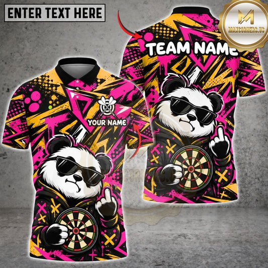 Maxcorners Darts Cool Panda Sunglasses Middle Finger Target Board Graffiti Artwork Multicolor Customized Name, Team Name 3D Shirts