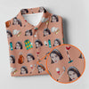 Maxcorners Peach Custom Photo Golf Icons Polo Shirt, Women's Golf Tops, Printed Golf Shirt LM1507