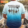 Maxcorners Personalized Fishing Shirt, Christian Fishing, Hooked On Jesus, Faith Fisherman Shirt, Fishing Gifts For Men