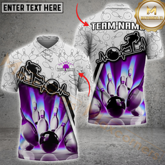 Maxcorners Bowling Strike Neon Style Multicolor Customized Name, Team Name 3D Shirts