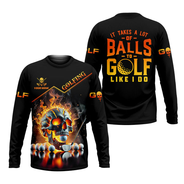 Maxcorners It Takes A Lot Of Balls To Golf Like I Do Custom Men's Golf Polo Shirt, Skull Golf Shirt, Funny Golf Shirt